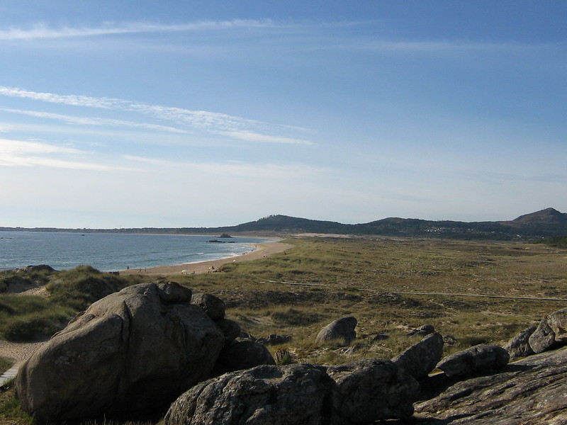 Playa de Vilar en el Parque de las Dunas de Corrubedo (A Coruña, Galicia).